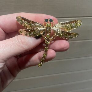 Orange & Green Dragonfly Brooch
